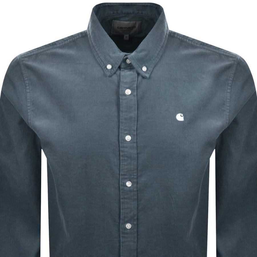 Image number 2 for Carhartt WIP Long Sleeve Cord Shirt Blue