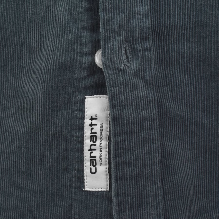 Image number 4 for Carhartt WIP Long Sleeve Cord Shirt Blue