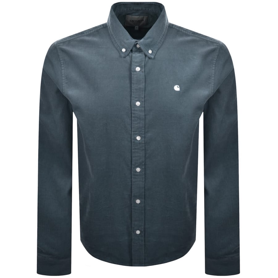 Image number 1 for Carhartt WIP Long Sleeve Cord Shirt Blue
