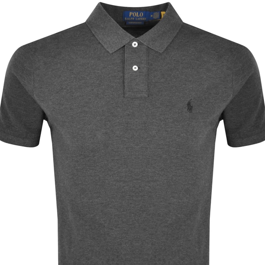 Image number 2 for Ralph Lauren Custom Slim Polo T Shirt Grey