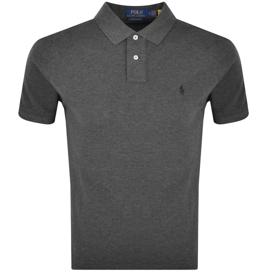Image number 1 for Ralph Lauren Custom Slim Polo T Shirt Grey