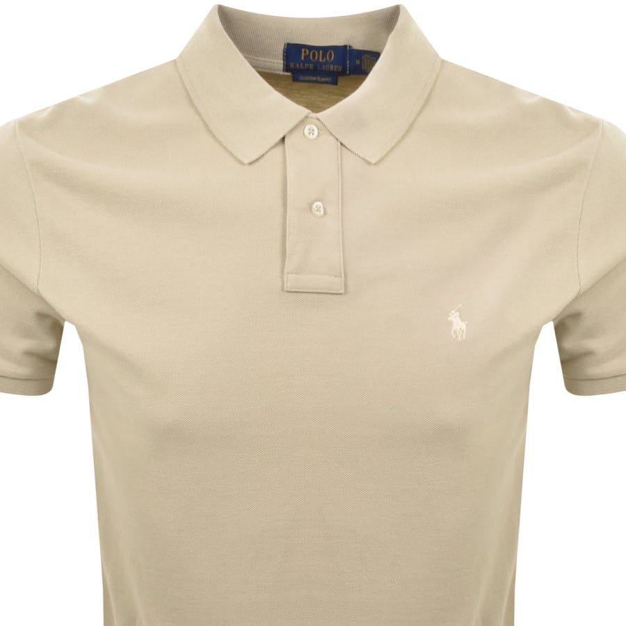 Image number 2 for Ralph Lauren Custom Slim Polo T Shirt Beige