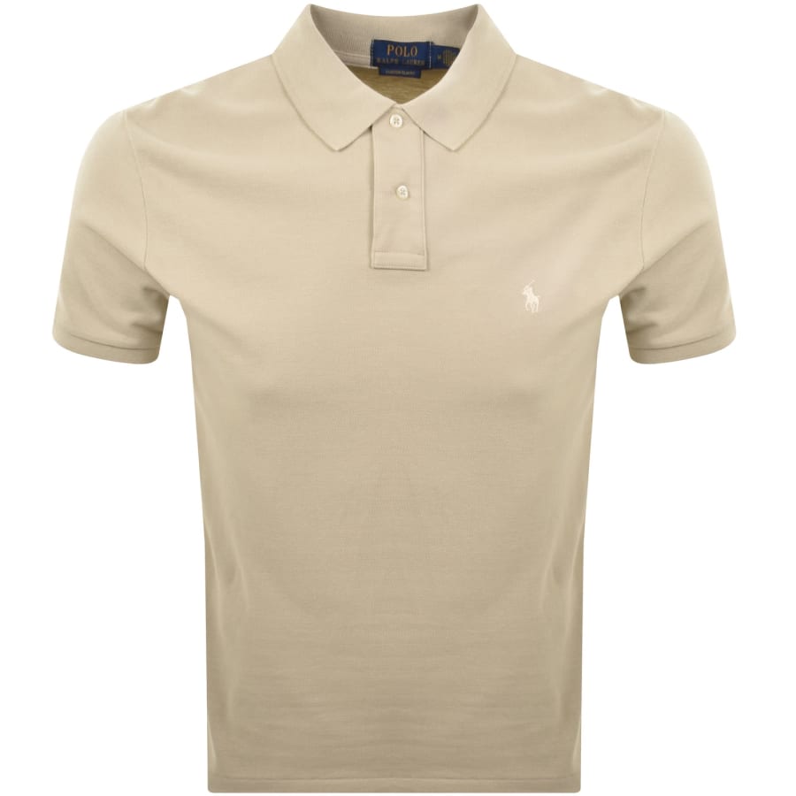 Image number 1 for Ralph Lauren Custom Slim Polo T Shirt Beige