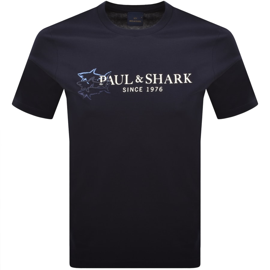 Image number 1 for Paul And Shark Logo Graphic T Shirt Navy