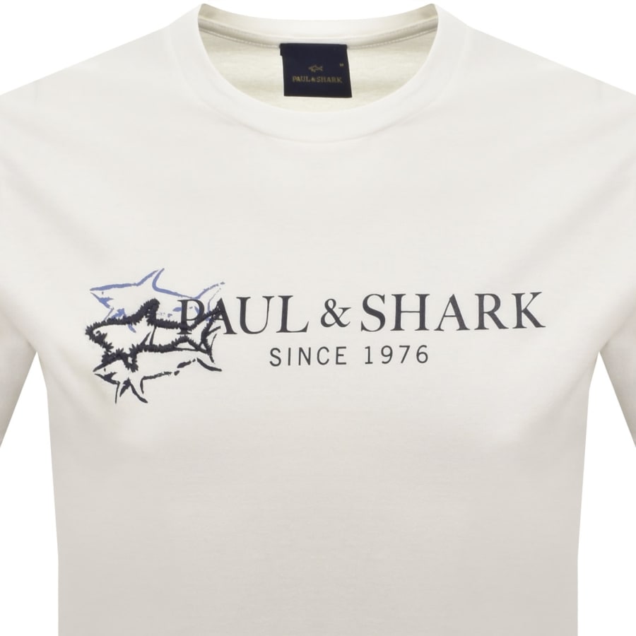 Image number 2 for Paul And Shark Logo Graphic T Shirt Off White