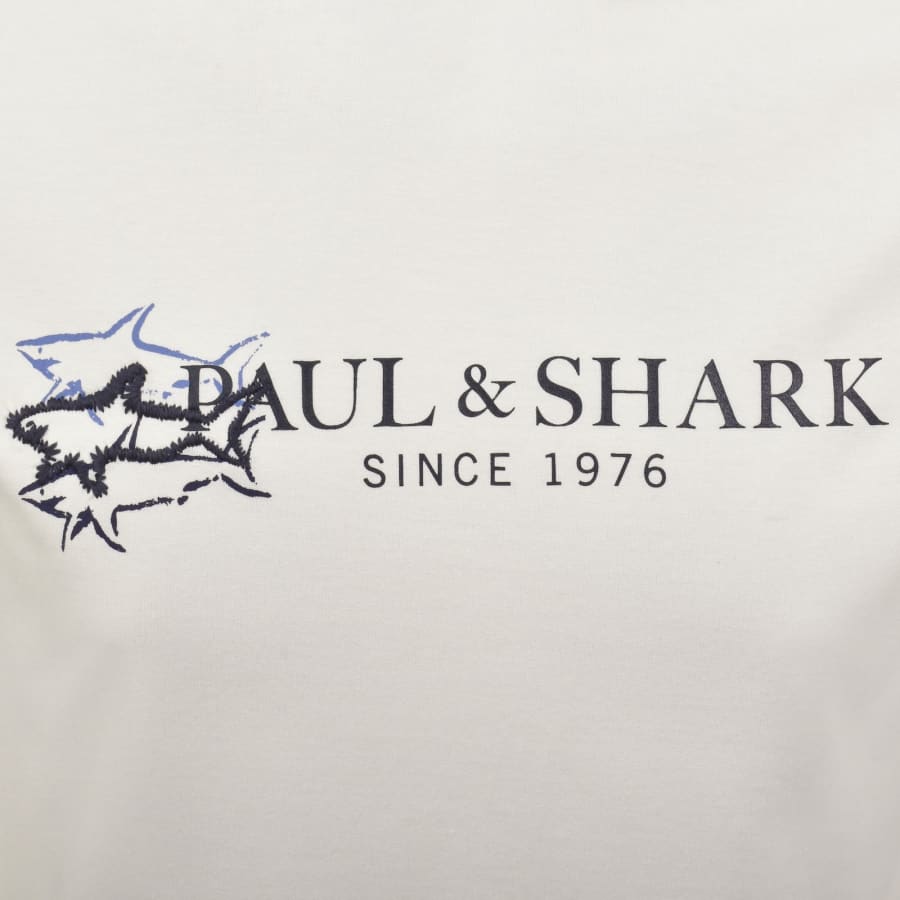 Image number 3 for Paul And Shark Logo Graphic T Shirt Off White