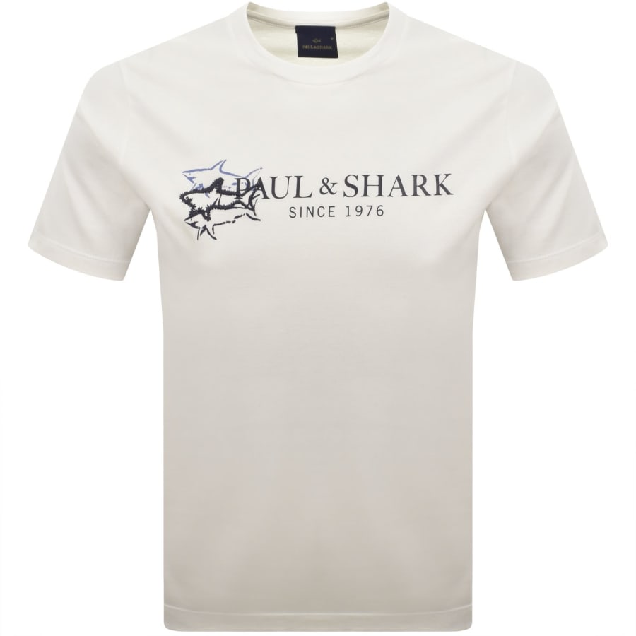 Image number 1 for Paul And Shark Logo Graphic T Shirt Off White