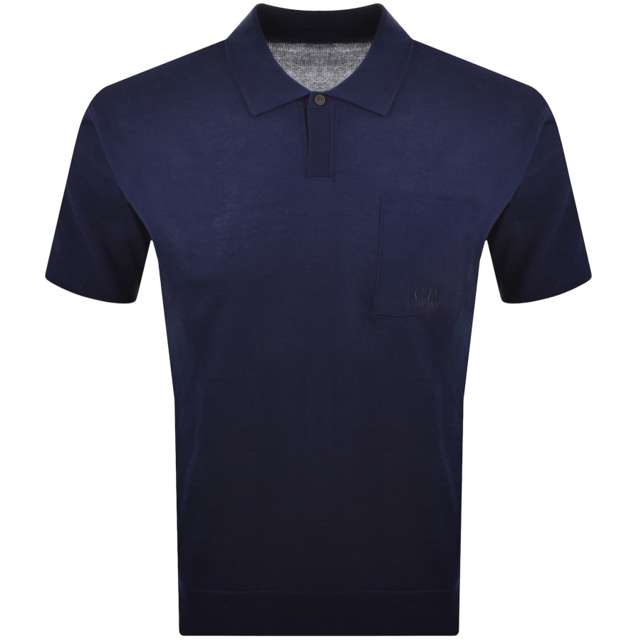 Image number 1 for CP Company Knit Polo T Shirt Blue