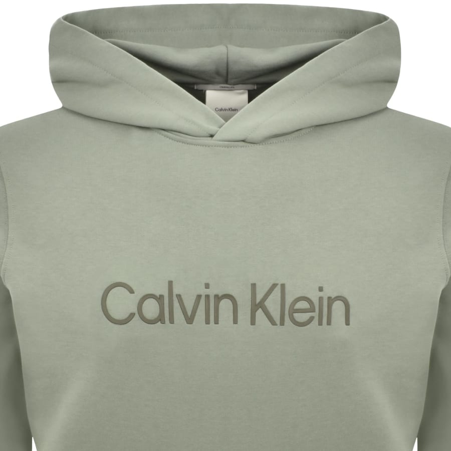 Image number 2 for Calvin Klein Logo Hoodie Shadow Green
