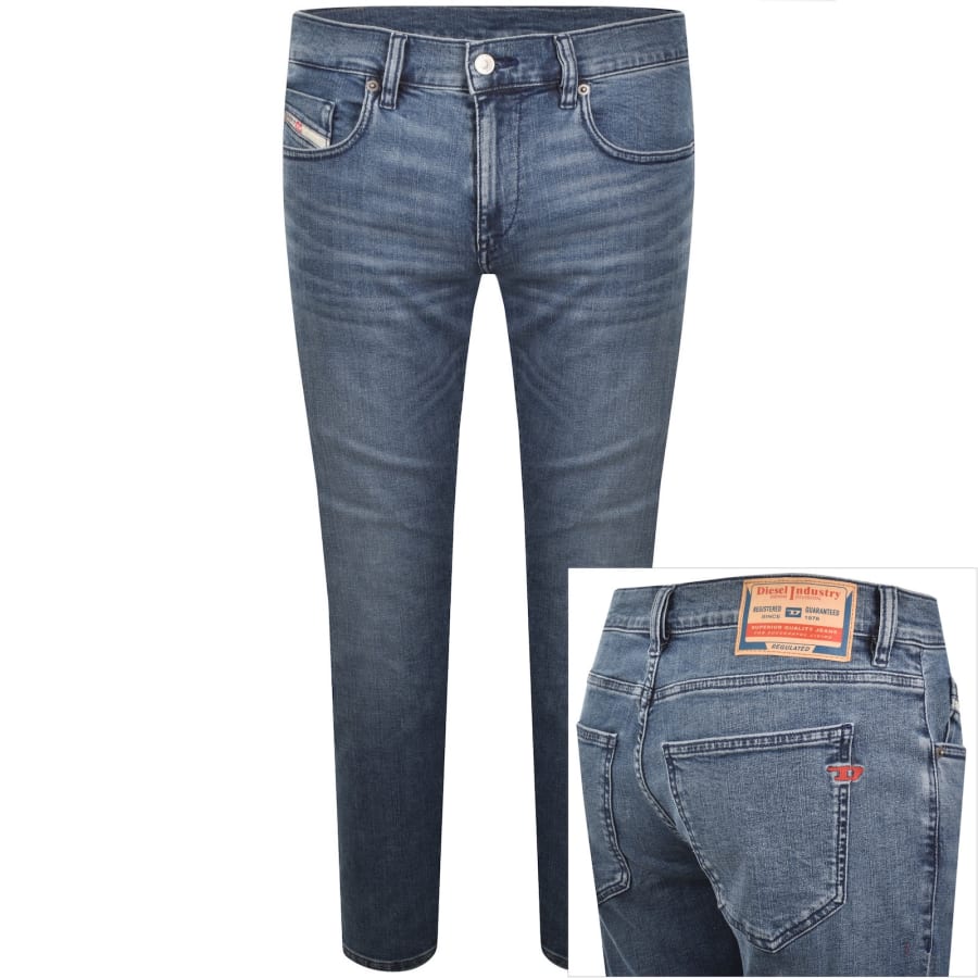 Image number 1 for Diesel D Strukt Slim Fit Mid Wash Jeans Blue