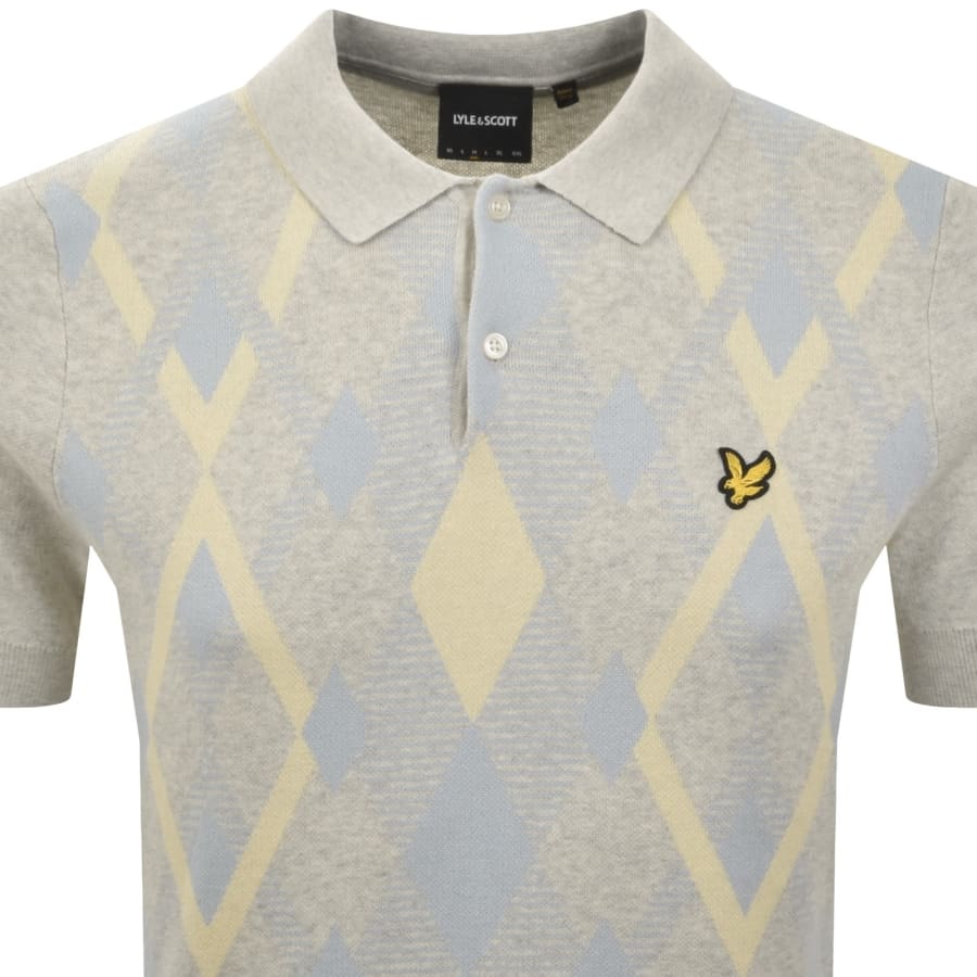 Image number 2 for Lyle And Scott Argyle Knit Polo Grey