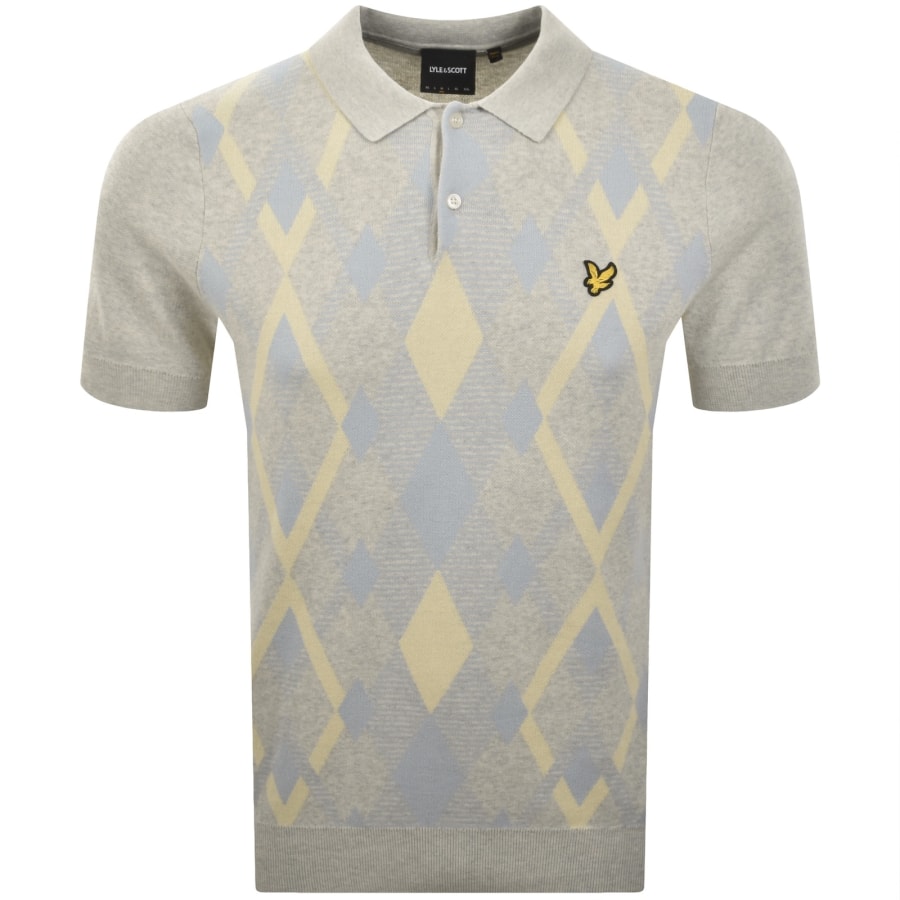 Image number 1 for Lyle And Scott Argyle Knit Polo Grey