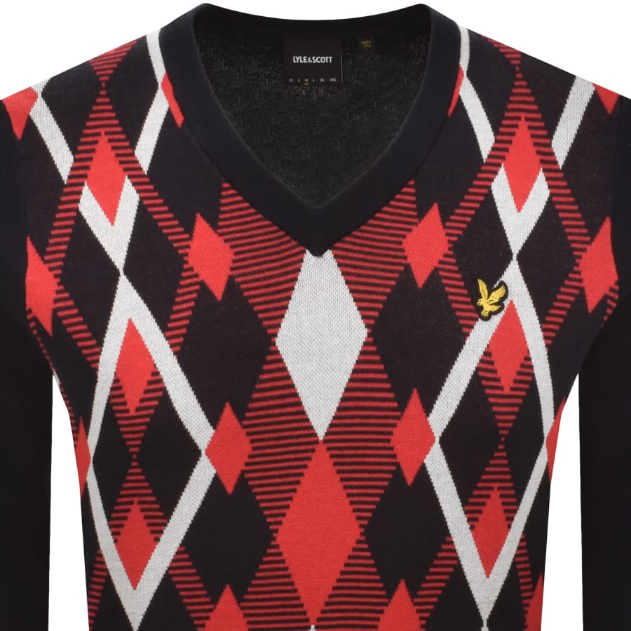 Image number 2 for Lyle And Scott Argyle Knitted Jumper Navy