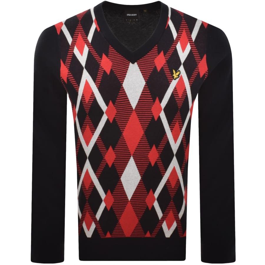 Image number 1 for Lyle And Scott Argyle Knitted Jumper Navy