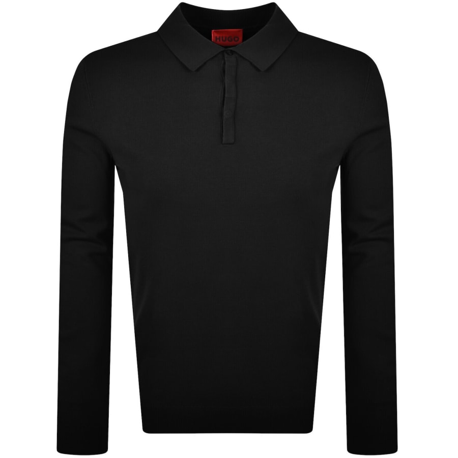 Image number 1 for HUGO San Pippo Slim Fit Knit Polo Black