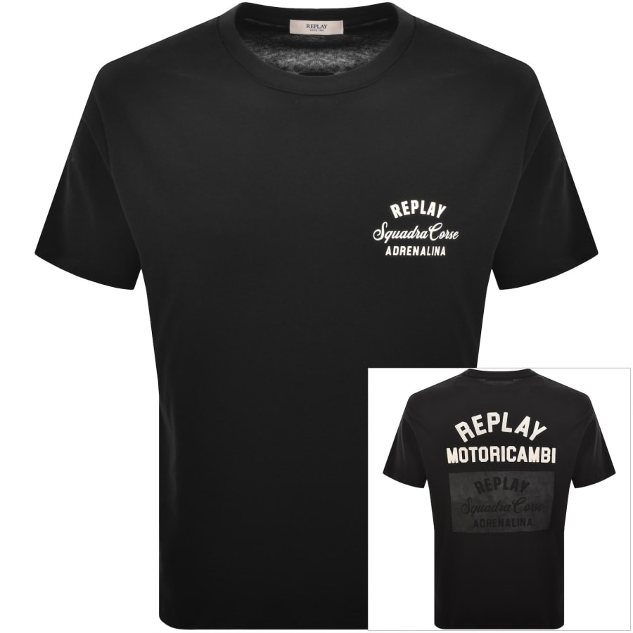 Image number 1 for Replay Graphic T Shirt Black