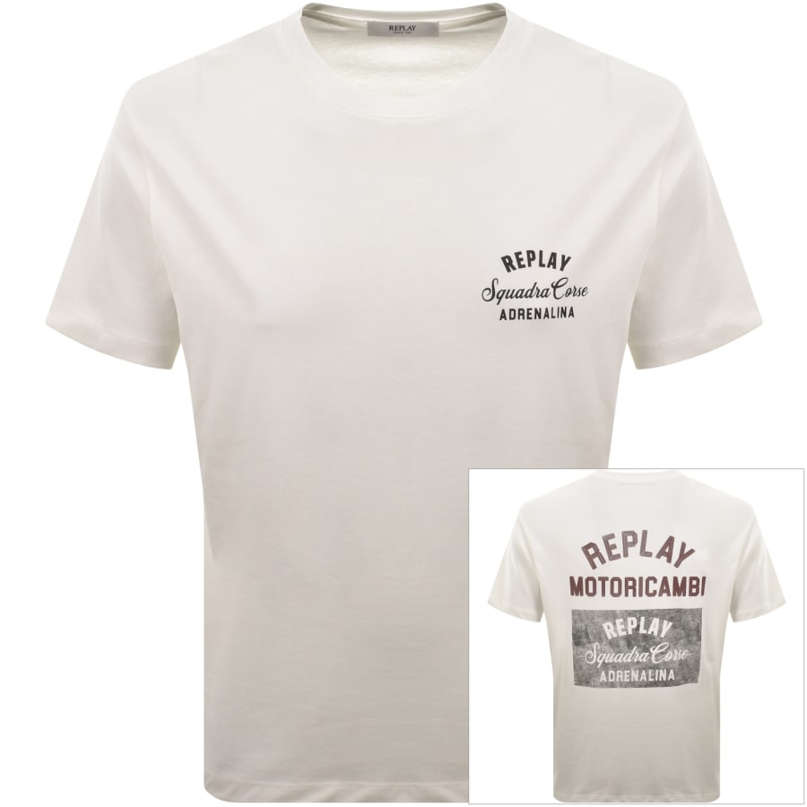Image number 1 for Replay Graphic T Shirt White