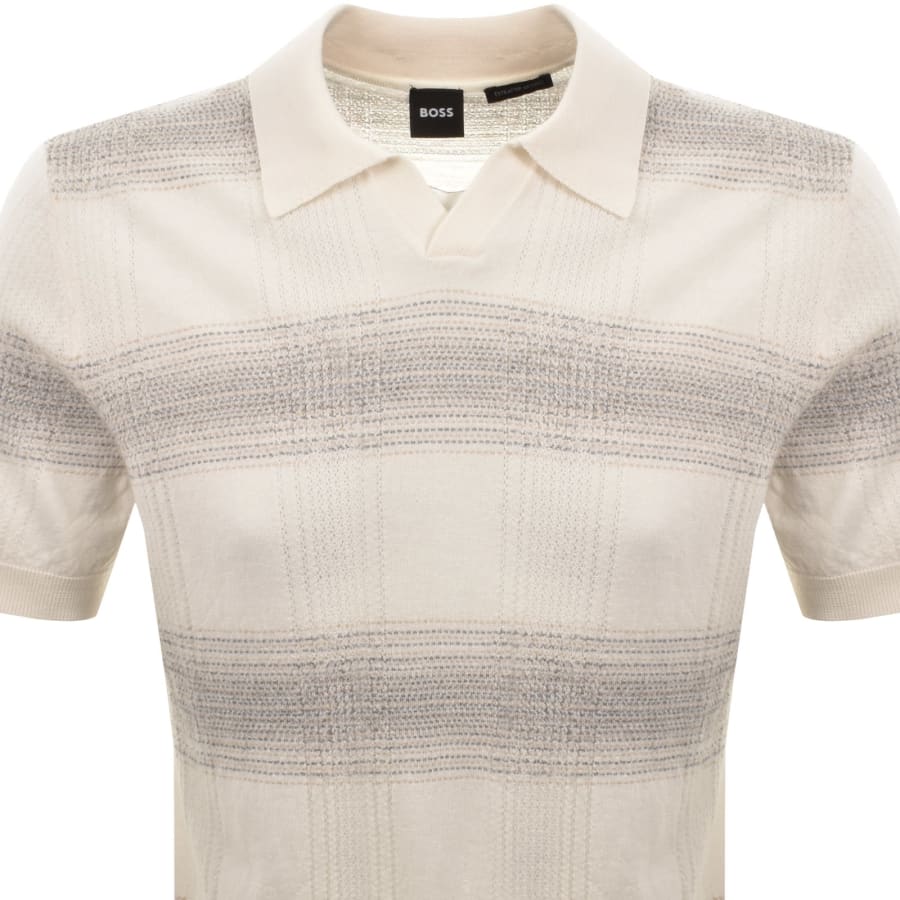 Image number 2 for BOSS Lamoroso Merino Wool Knit Polo Cream