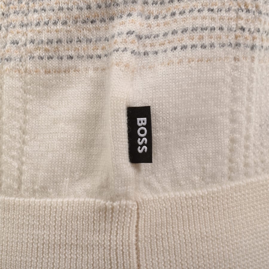Image number 3 for BOSS Lamoroso Merino Wool Knit Polo Cream