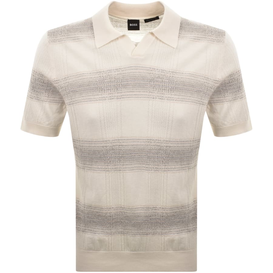 Image number 1 for BOSS Lamoroso Merino Wool Knit Polo Cream