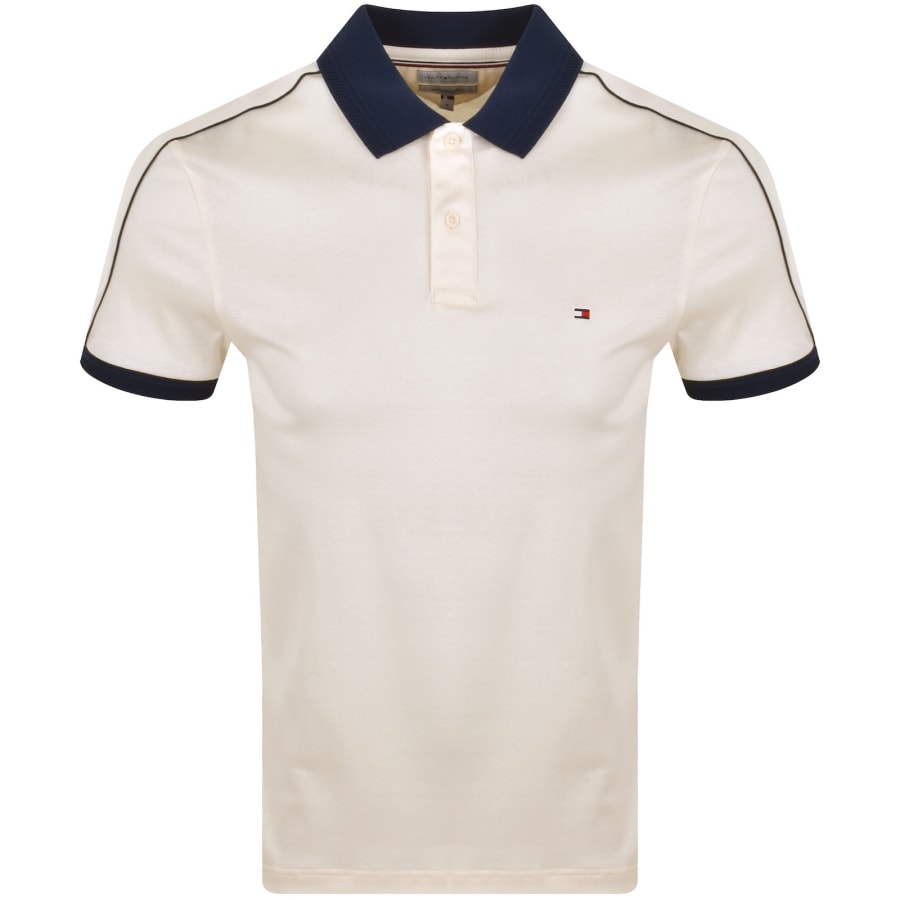 Image number 1 for Tommy Hilfiger Mixed Media Polo T Shirt Cream