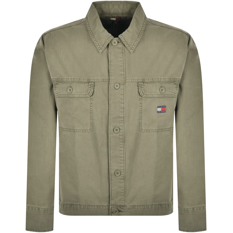 Image number 1 for Tommy Jeans Essential Overshirt Green