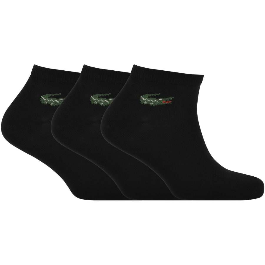 Image number 1 for Lacoste 3 Pack Ankle Socks Black