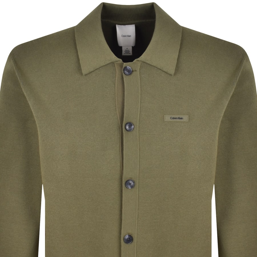 Image number 2 for Calvin Klein Knit Polo Jumper Green