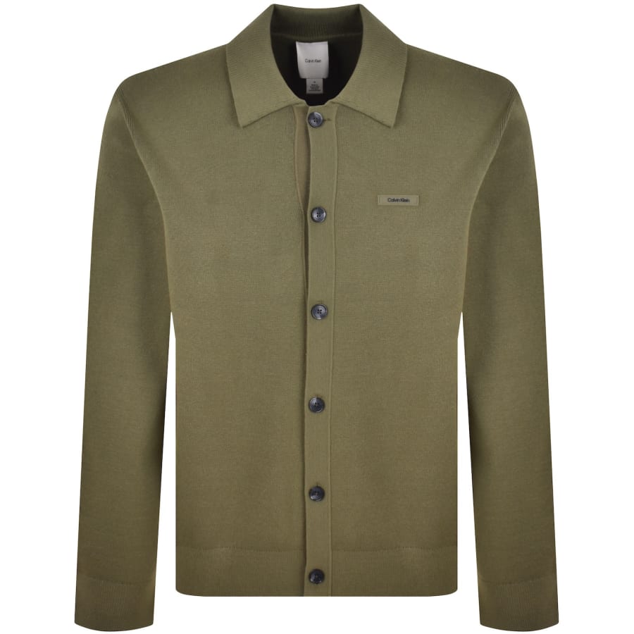 Image number 1 for Calvin Klein Knit Polo Jumper Green