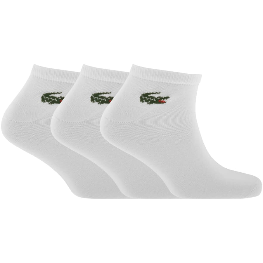 Image number 1 for Lacoste 3 Pack Ankle Socks White