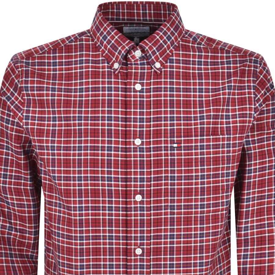Image number 2 for Tommy Hilfiger Long Sleeve Tartan Shirt Red