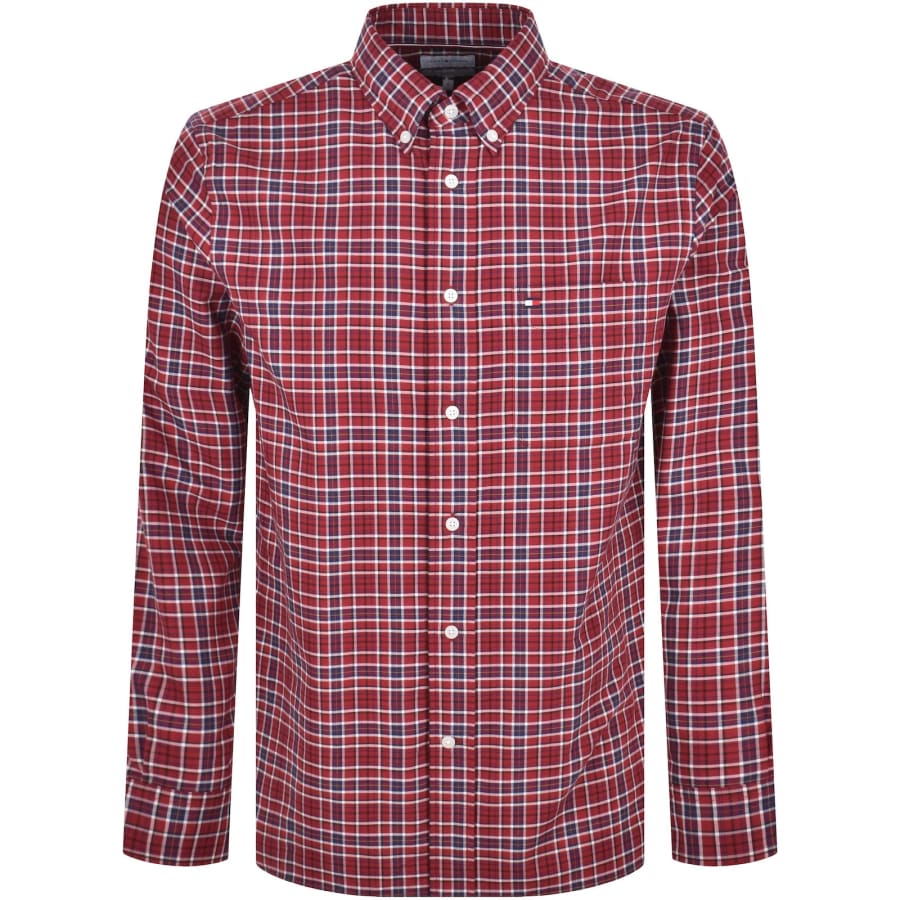 Image number 1 for Tommy Hilfiger Long Sleeve Tartan Shirt Red