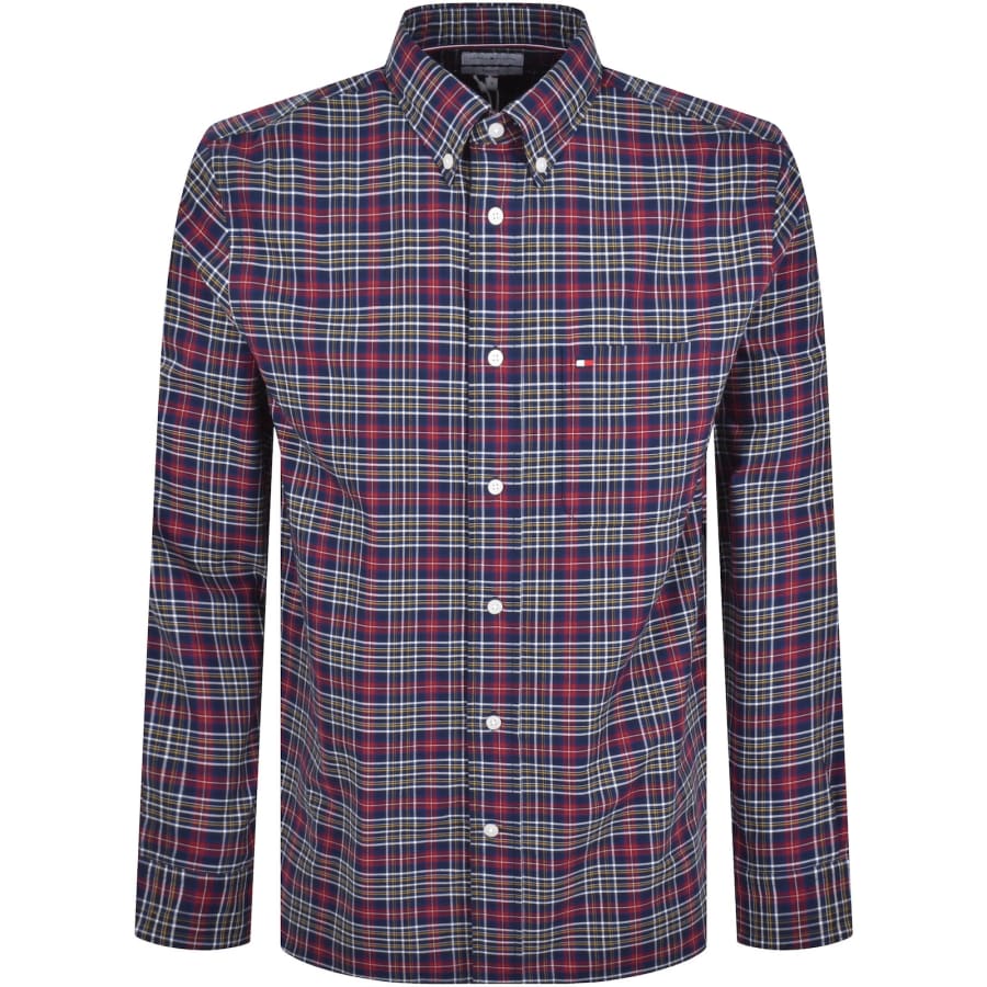 Image number 1 for Tommy Hilfiger Long Sleeve Tartan Shirt Navy