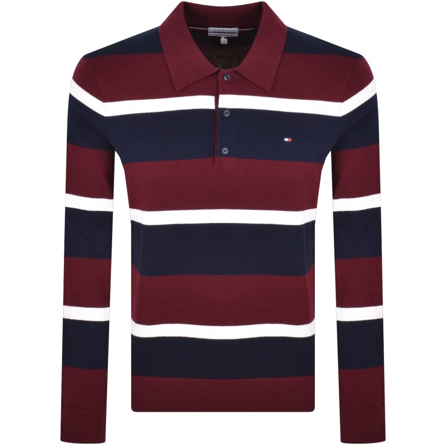 Image number 1 for Tommy Hilfiger Cashmere Polo Jumper Red