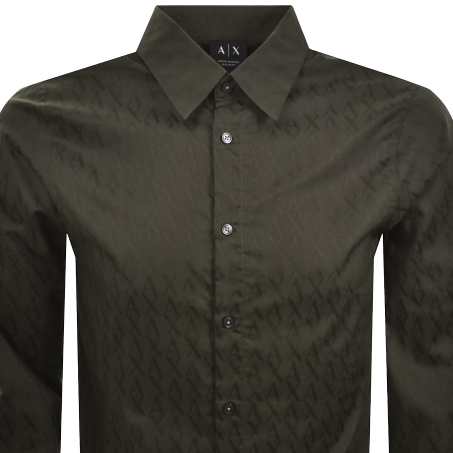 Image number 2 for Armani Exchange All Over Print Shirt Peat Green