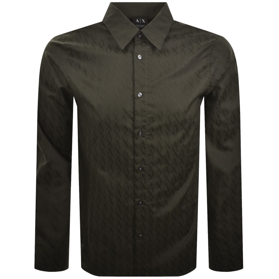 Image number 1 for Armani Exchange All Over Print Shirt Peat Green