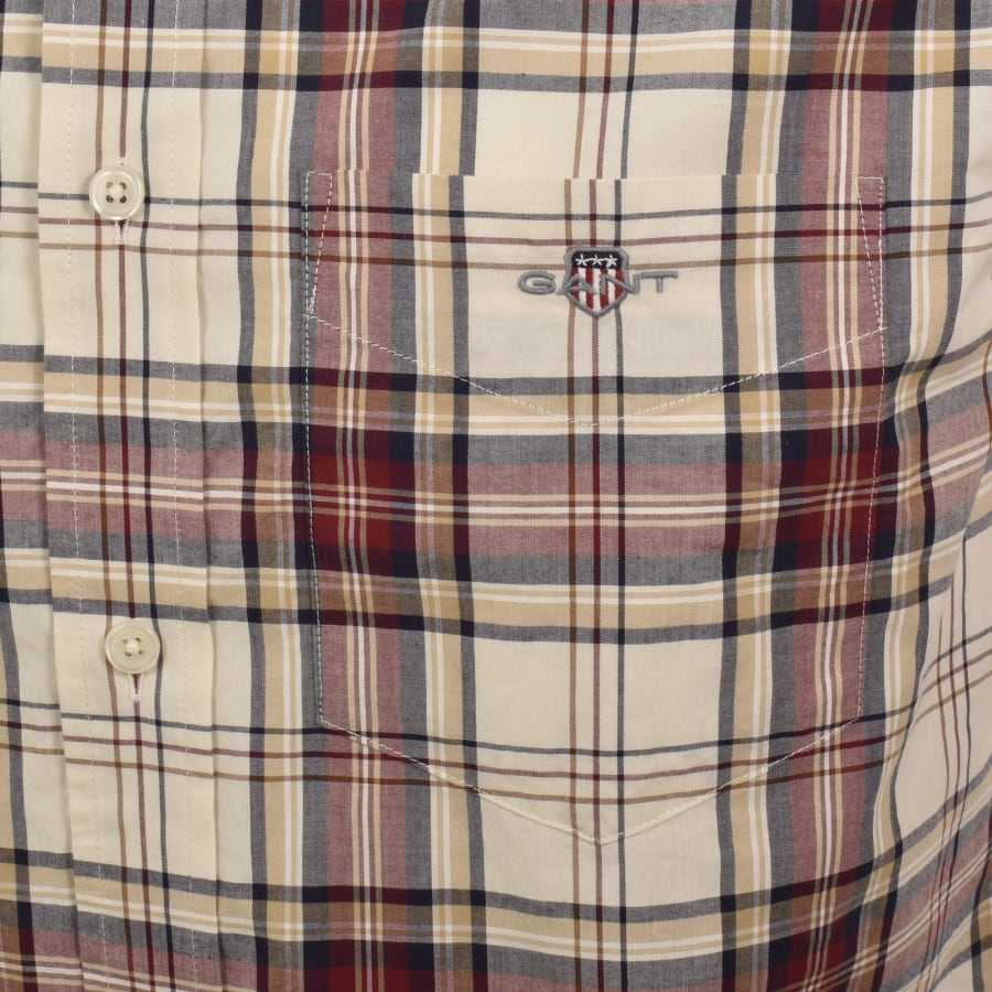 Image number 3 for Gant Poplin Check Long Sleeved Shirt Beige