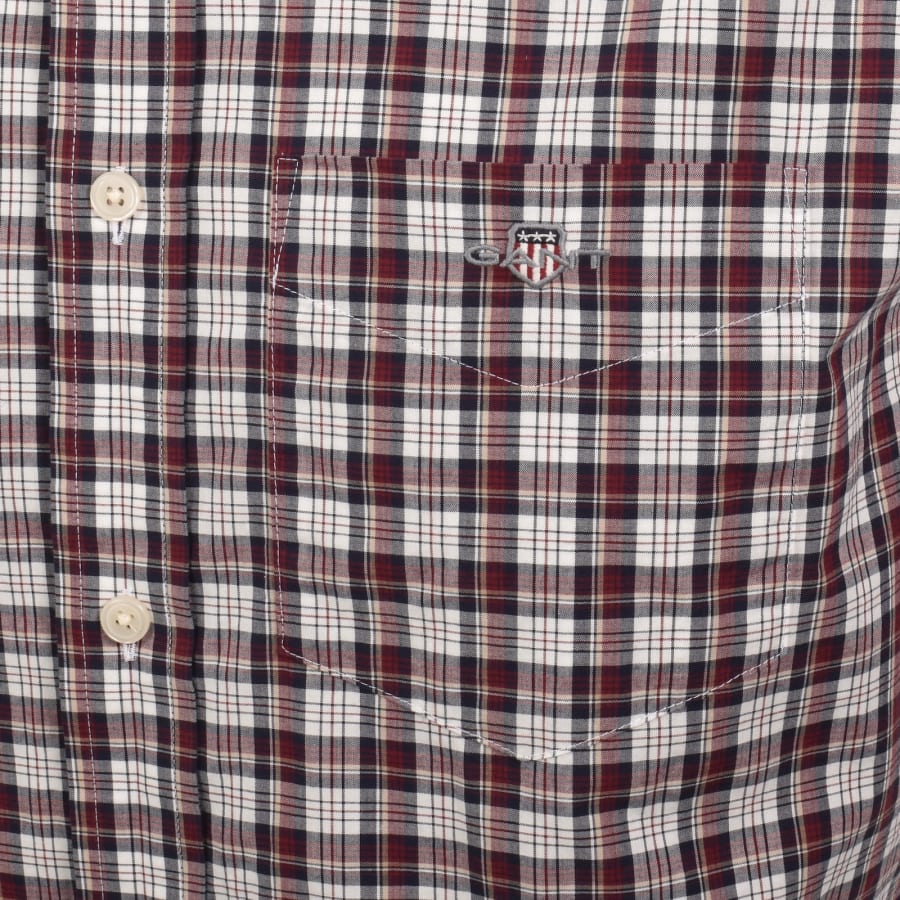 Image number 3 for Gant Poplin Check Long Sleeved Shirt Burgundy