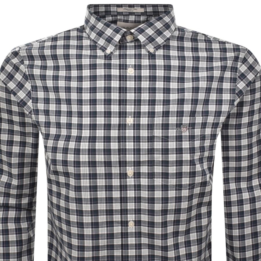 Image number 2 for Gant Poplin Check Long Sleeved Shirt Green