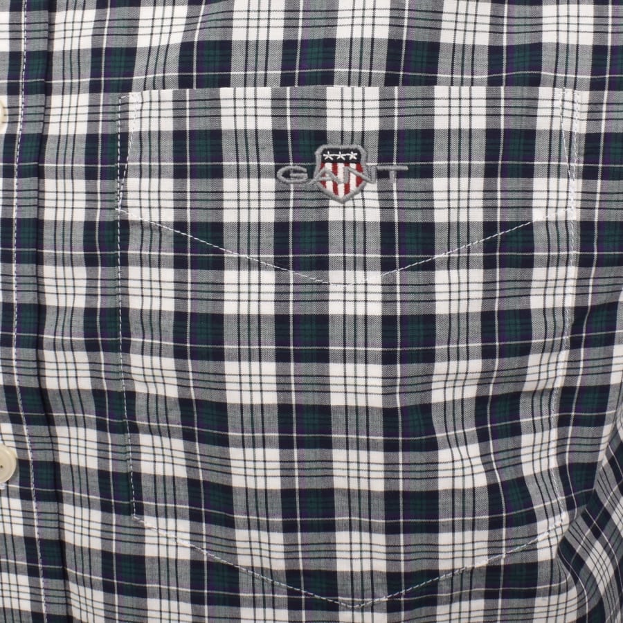 Image number 3 for Gant Poplin Check Long Sleeved Shirt Green