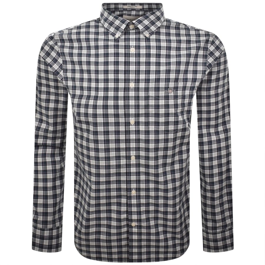 Image number 1 for Gant Poplin Check Long Sleeved Shirt Green