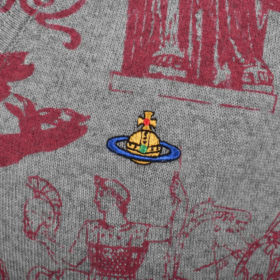 Image number 3 for Vivienne Westwood Julian V Neck Jumper Grey