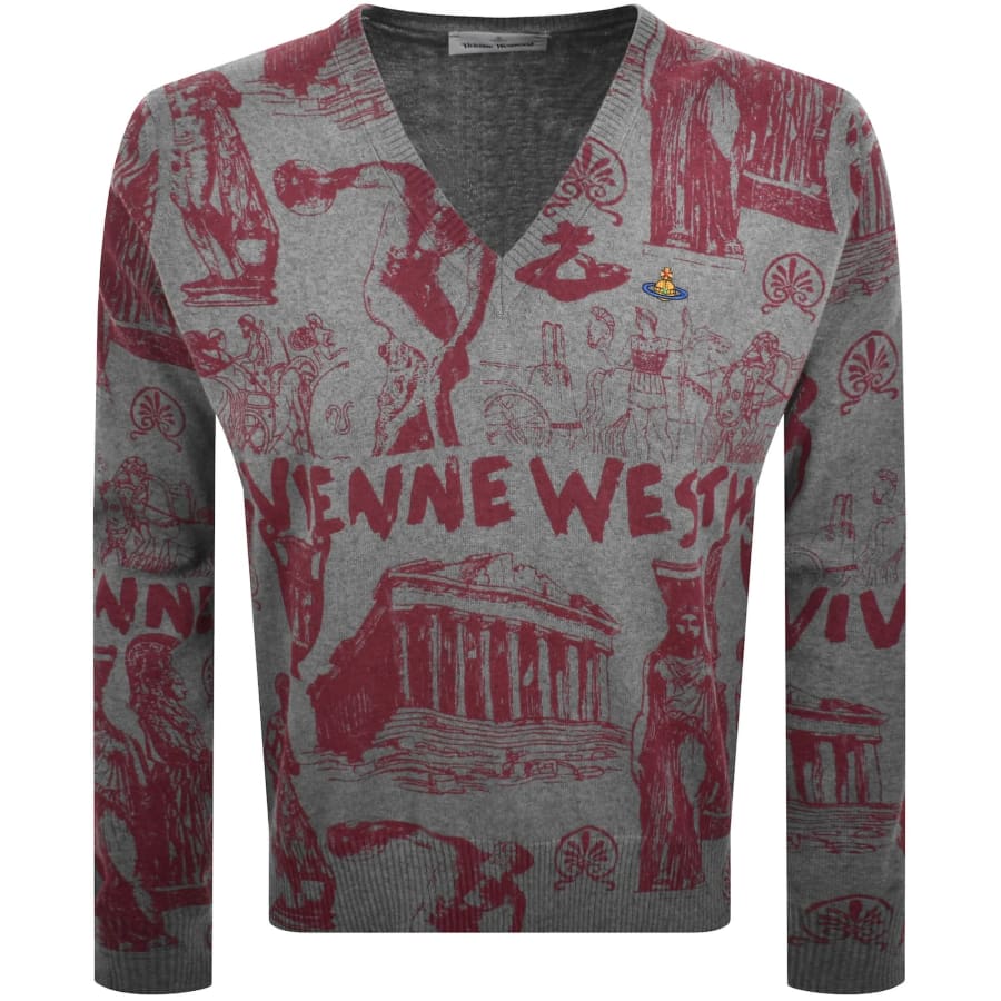 Image number 1 for Vivienne Westwood Julian V Neck Jumper Grey