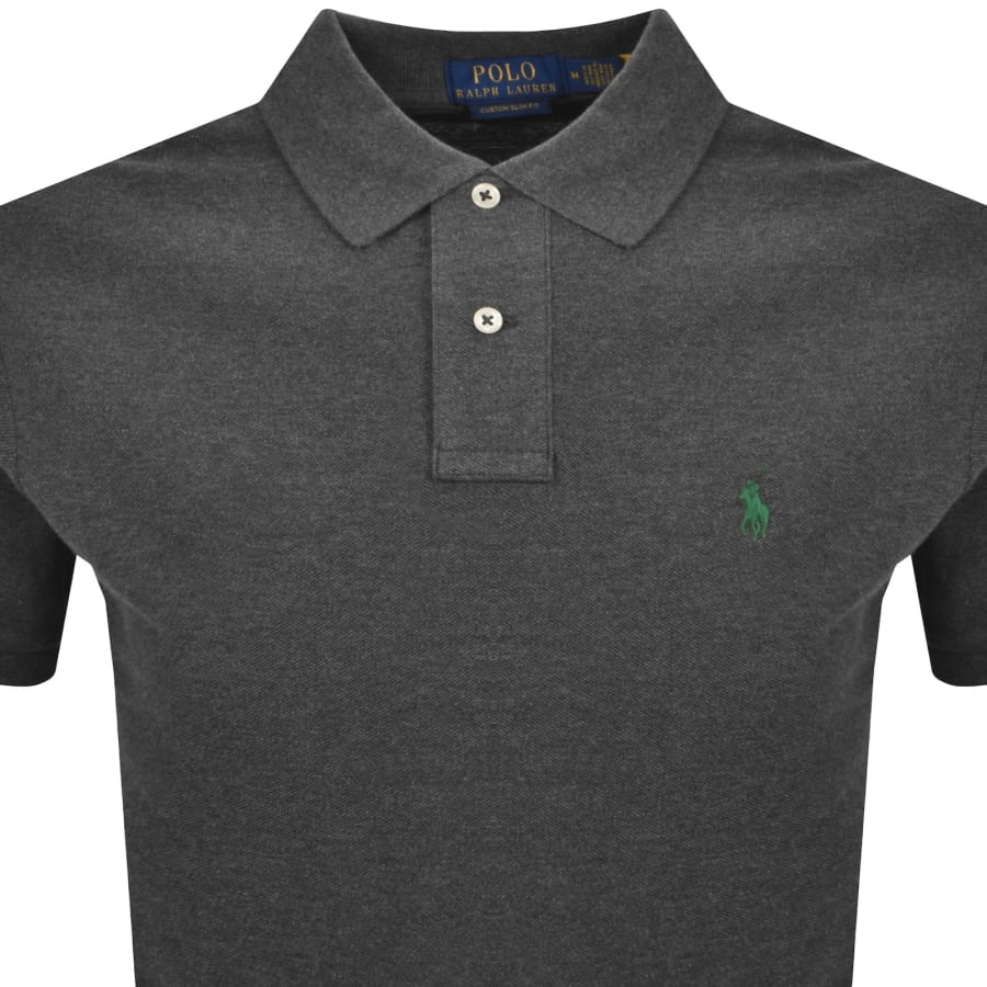 Image number 2 for Ralph Lauren Custom Slim Fit Polo T Shirt Grey