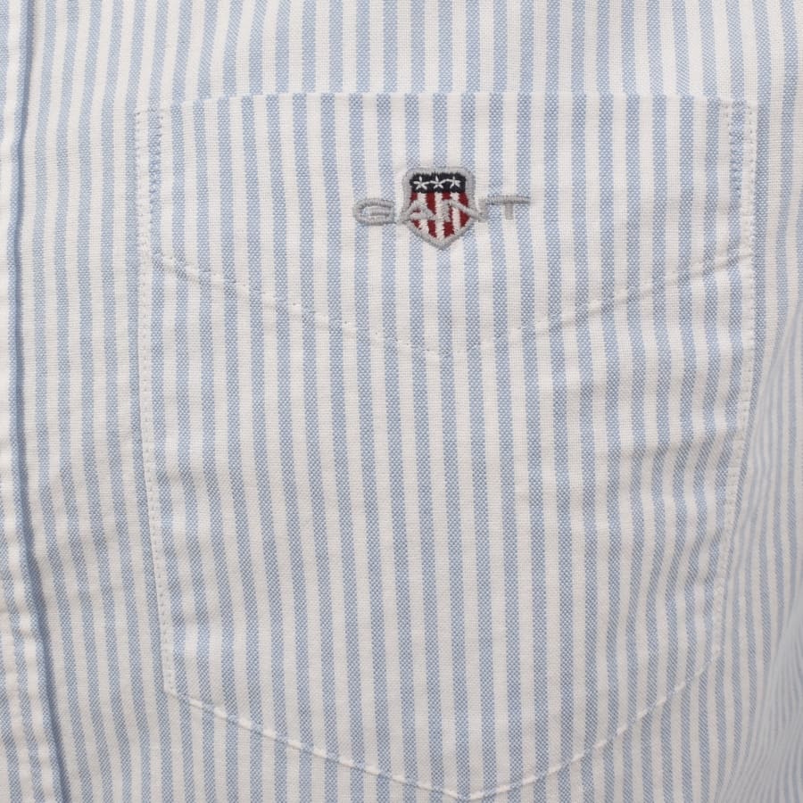 Image number 3 for Gant Poplin Stripe Long Sleeved Shirt Blue