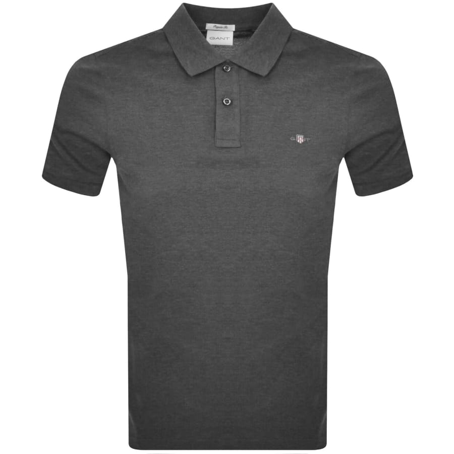 Image number 1 for Gant Regular Shield Pique Polo T Shirt Grey