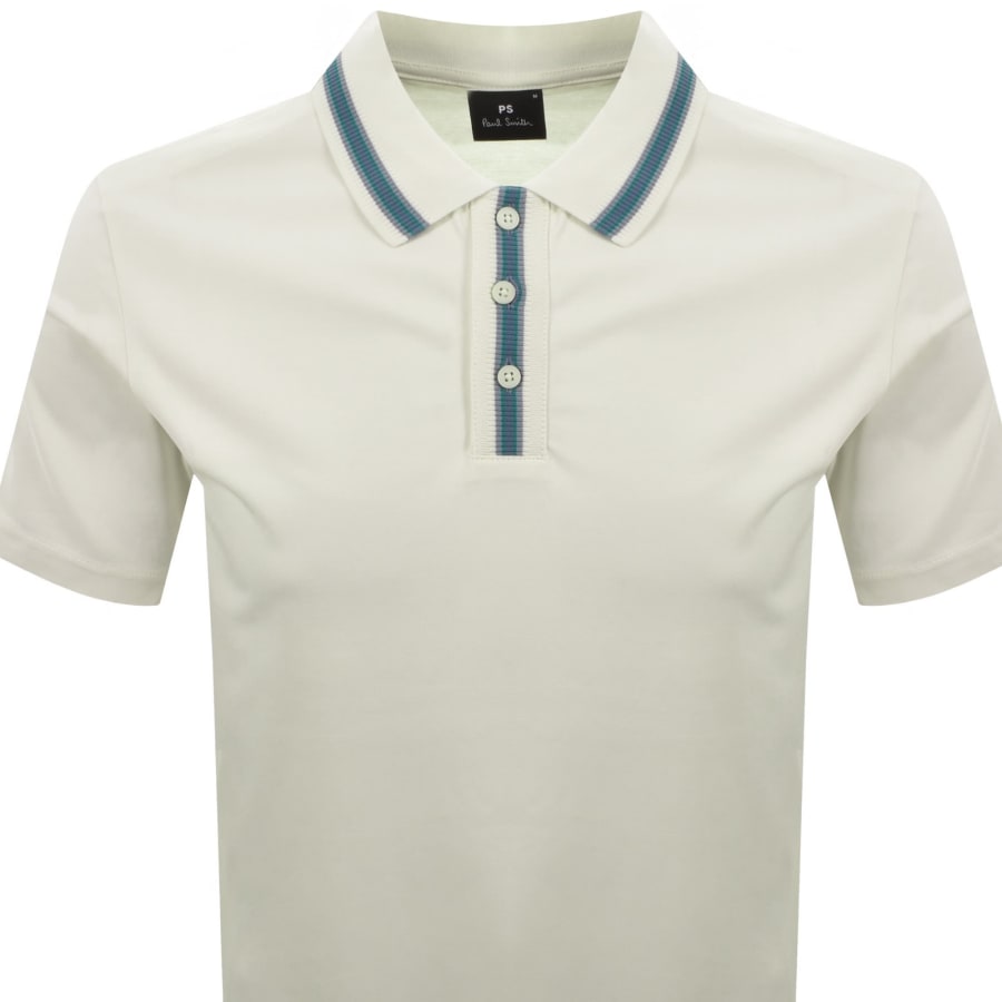 Image number 2 for Paul Smith Tipped Polo T Shirt Cream