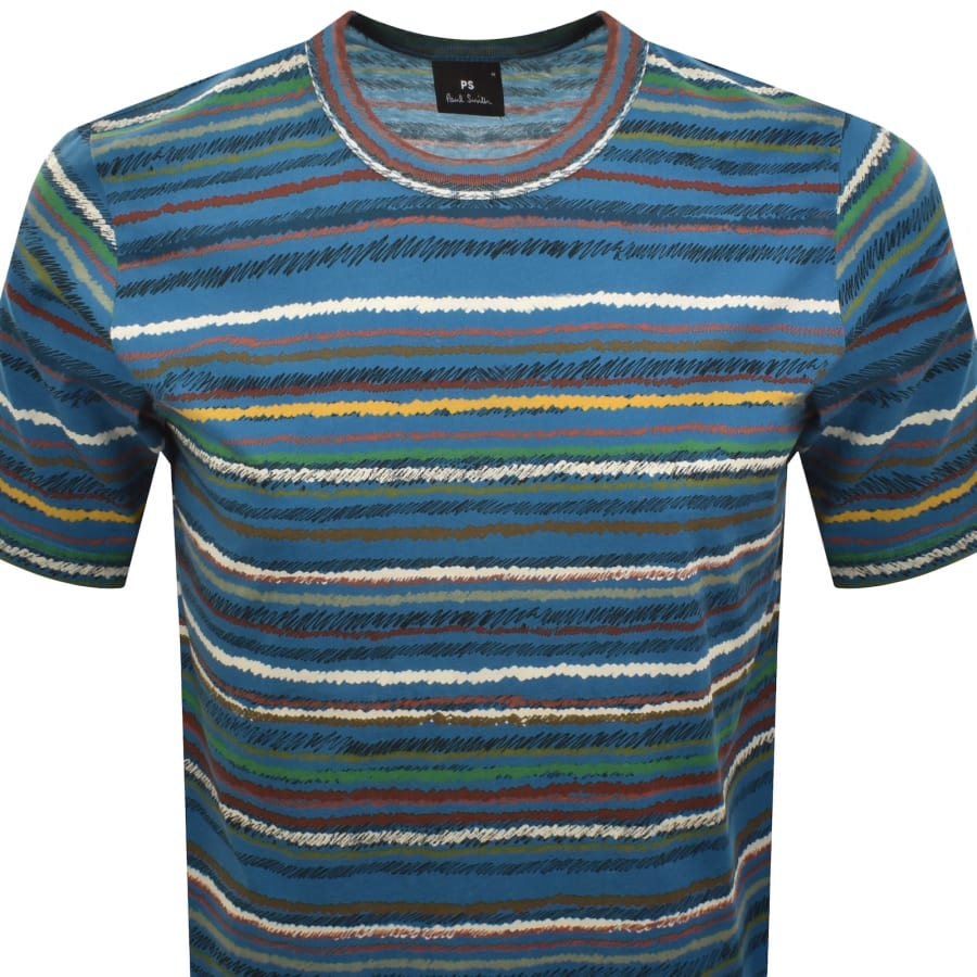 Image number 2 for Paul Smith Striped T Shirt Blue