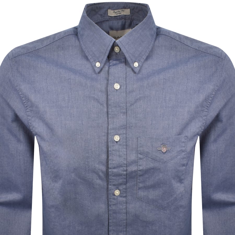 Image number 2 for Gant Oxford Long Sleeved Shirt Blue