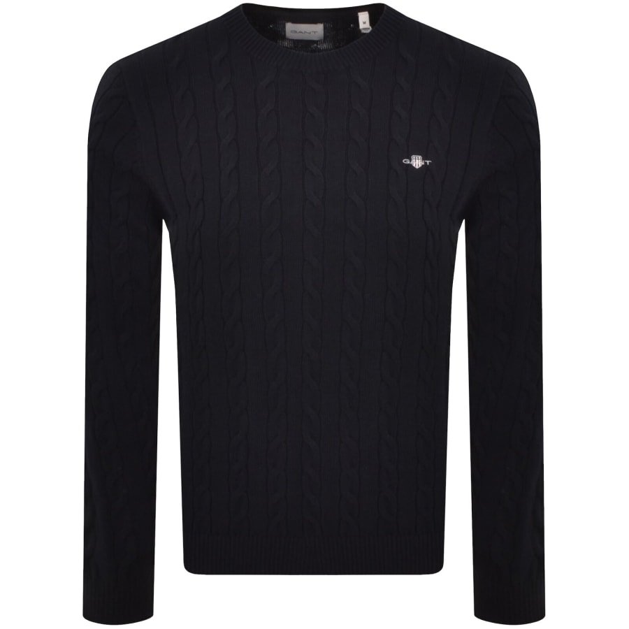 Image number 1 for Gant Classic Cotton Cable Knit Jumper Navy